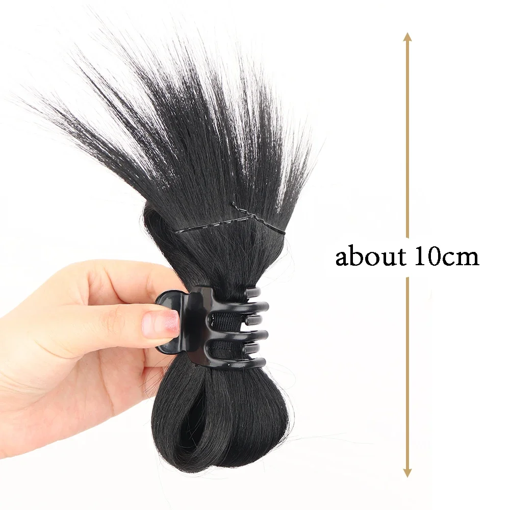 Synthetic Fake Hair Extension Straight Bun with Claw Updo Chicken Feather Shuttlecock Head Hairpiece For Girl Women Chignons