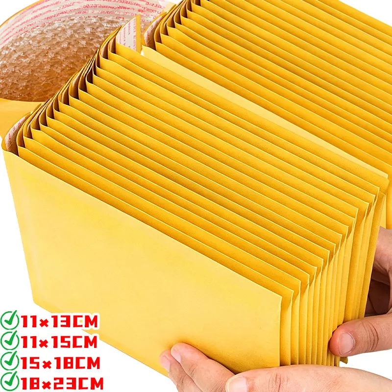 Yellow Kraft Paper Shipping Bags DIY Mailer Self Seal Adhesive Bubble Padded Envelopes Bag Waterproof Gift Postal Package Pouch
