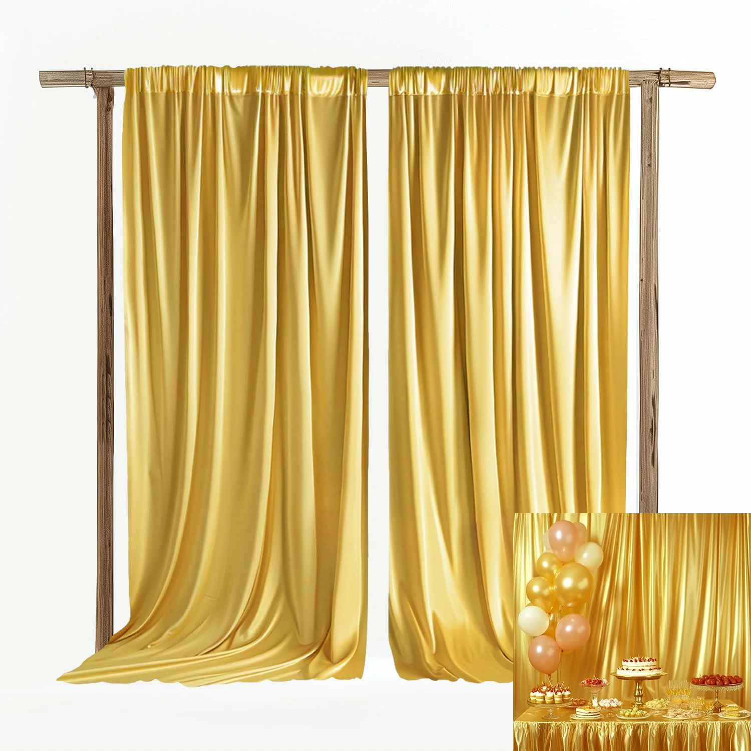Satin Curtain Panel Backdrop Drape Photo Backdrop with Rod Pocket for Wedding Birthday Baby Shower Party Backdrop Drape，1Panel