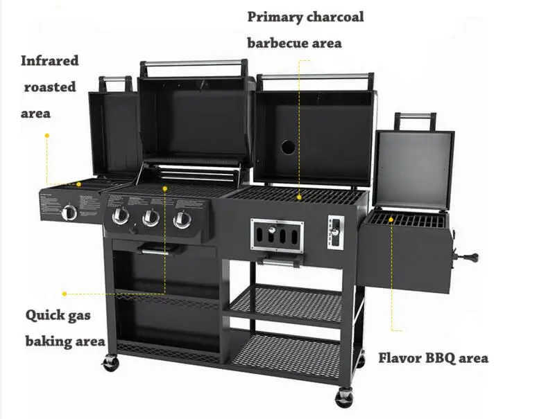 شواية غاز بالأشعة تحت الحمراء الخارجية، فرن شواء للحديقة، شوايات غاز عمودية سميكة للفيلات العائلية الكبيرة