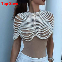 Punk Pearl Women's Tank Top Gothic Blouse Oversized Bubble Beads Handwoven Shawl Accessories Festival Crop Top Wholesale OEM