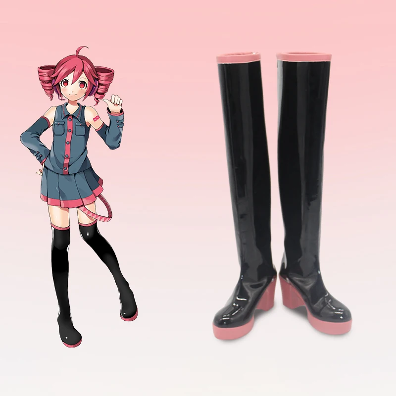 Teto Cosplay Schoenen Anime Miku Zwarte Kunstleren Laarzen Voor Vrouwen Let op Schoenen Hoogte En Kuitomtrek