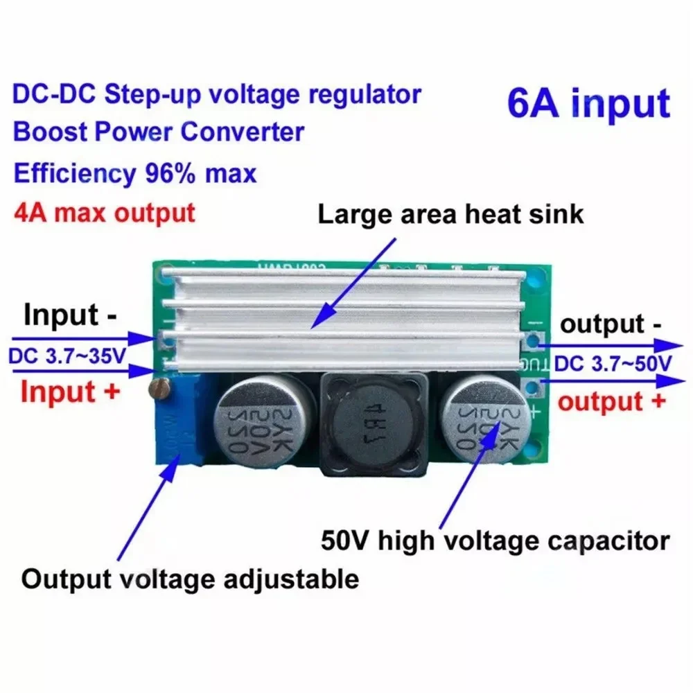 

1PCS DC-DC 3.7-35V to 5V-50V 12V 24V 36V Converter Step Up 50W 6A Power Supply Module For arduino Module Board