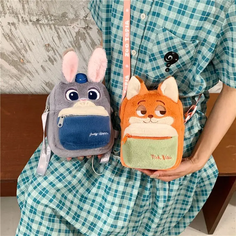 Disney Zootopia Judy Nick Plush Bag Cartoon Cute  Doll Crossbody Doll Mobile Phone Coin Purse Good Looks New Style Niche Gift