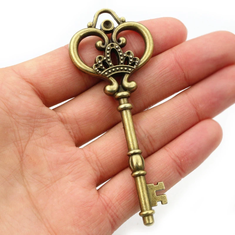 84x33mm 1pcs Antique Bronze Silver Plated Key Handmade Charms Pendant:DIY for bracelet necklace