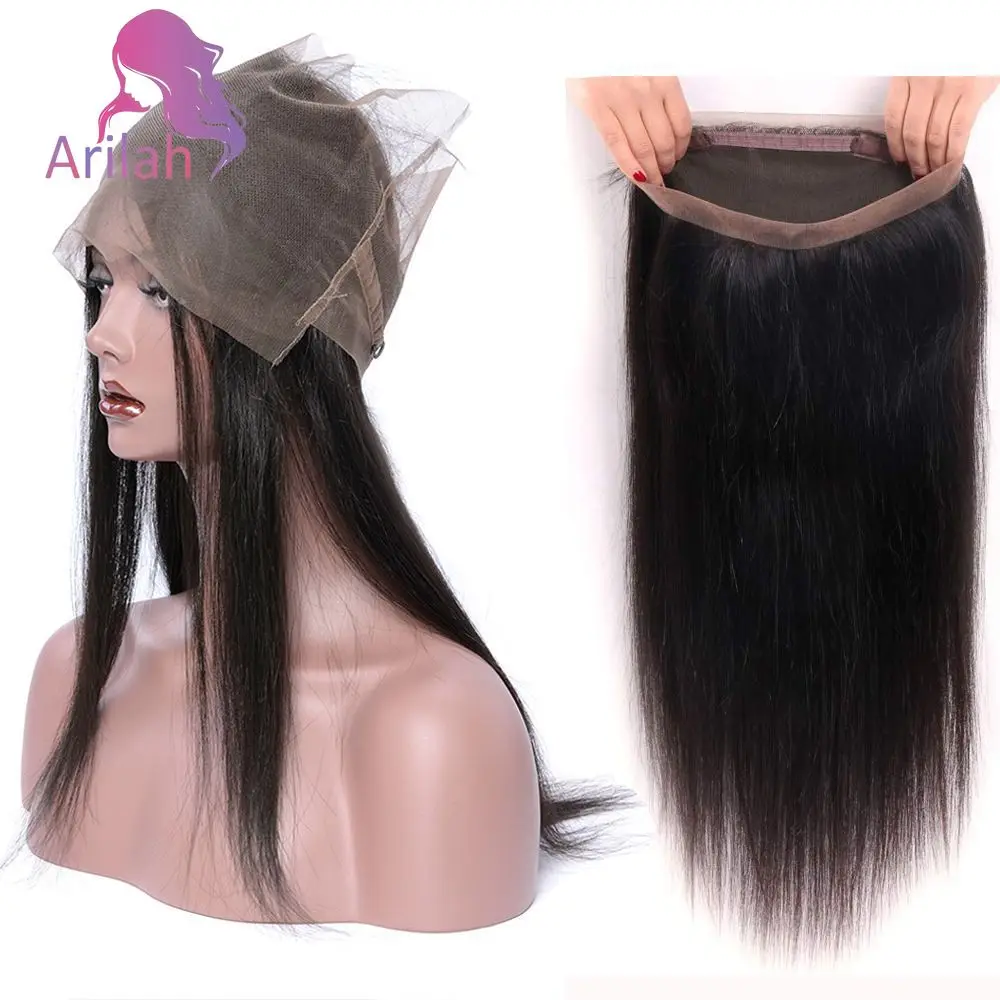 

360 Кружева Фронтальная Только Прозрачная Полная Кружева 12А Необработанные Бразильские Человеческие Волосы Реми Прямые Натуральный Цвет