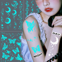 Luminous Waterproof Temporary Tattoo Sticker Butterfly Star Moon Glow Flash Tattoo Women Men Arm Disposable Transfer Fake Tattoo