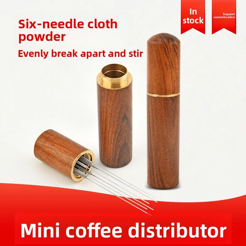 Stainless Steel Coffee WDT Tool Distribution Needle with Wooden Stand for Espresso Clump Breaker