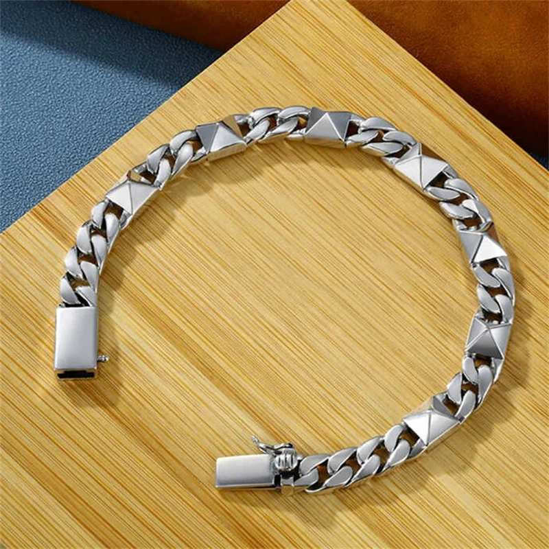 Trendy Rivet Chain Bracelet Men Jewelry 18 20 22cm Personality Female Male Hand Accessories Bracelet For Boyfriend Gift