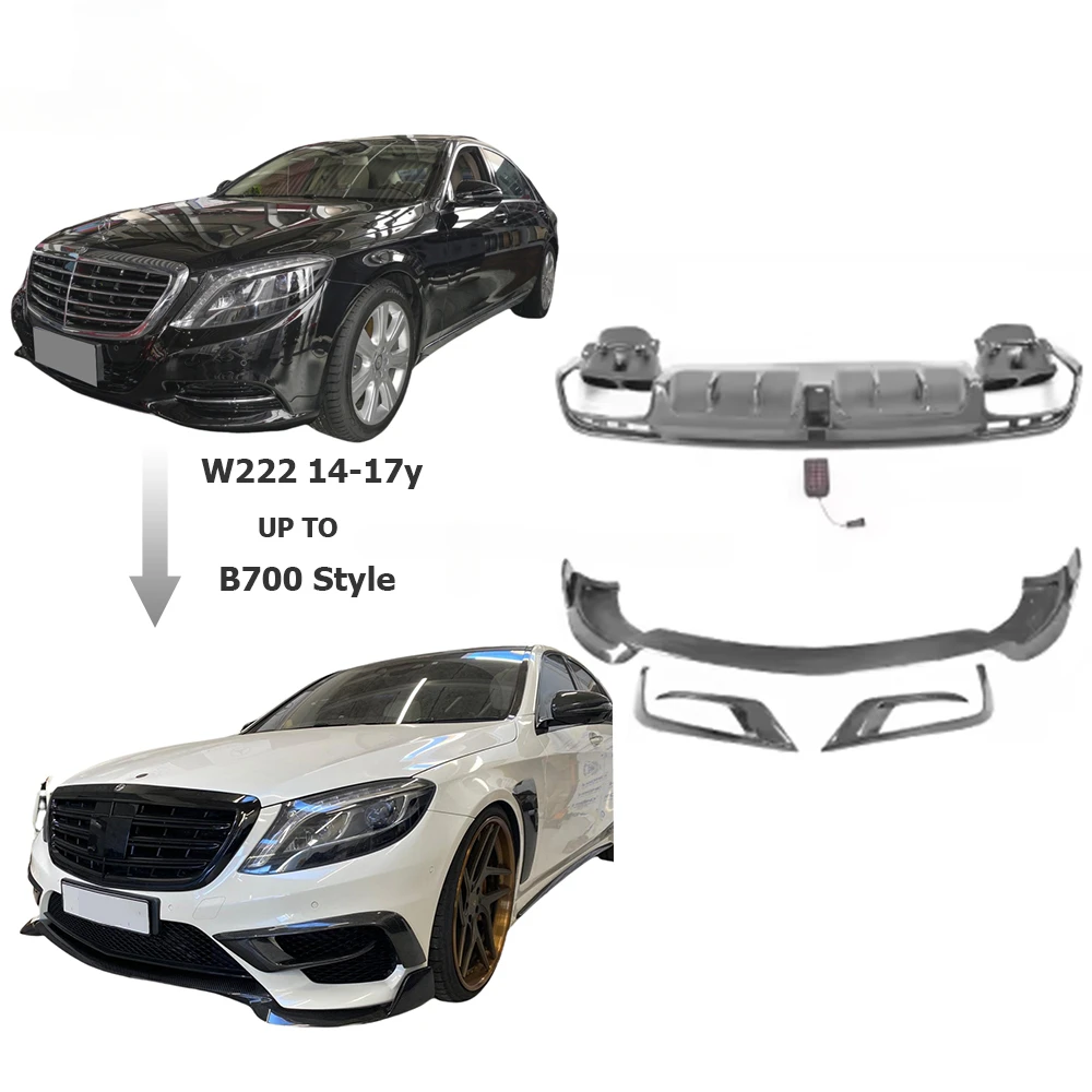 B700 Body Kit For 14-17Year S Class W222 Car Accessories Front Lip Fog Light Covers Rear Diffuser Exhaust Tips Auto Tuning Parts