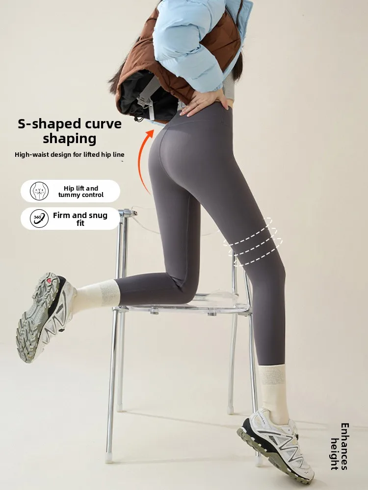 Pantalones de yoga de piel de arca Thi de cintura alta con forro de Fce cálido Leggings de invierno de color que combinan con todo para mujer