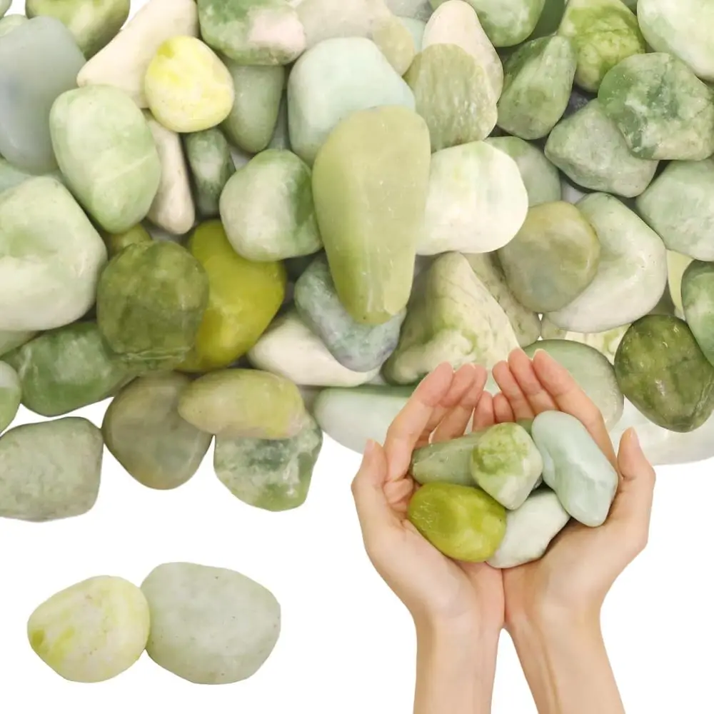 

Камни для растений 20Ib Jade River Rocks или полированные гальки Lanng, декоративные камни для сада, 1-2 больших камня для растений, идеально подходят для аквариума, дома