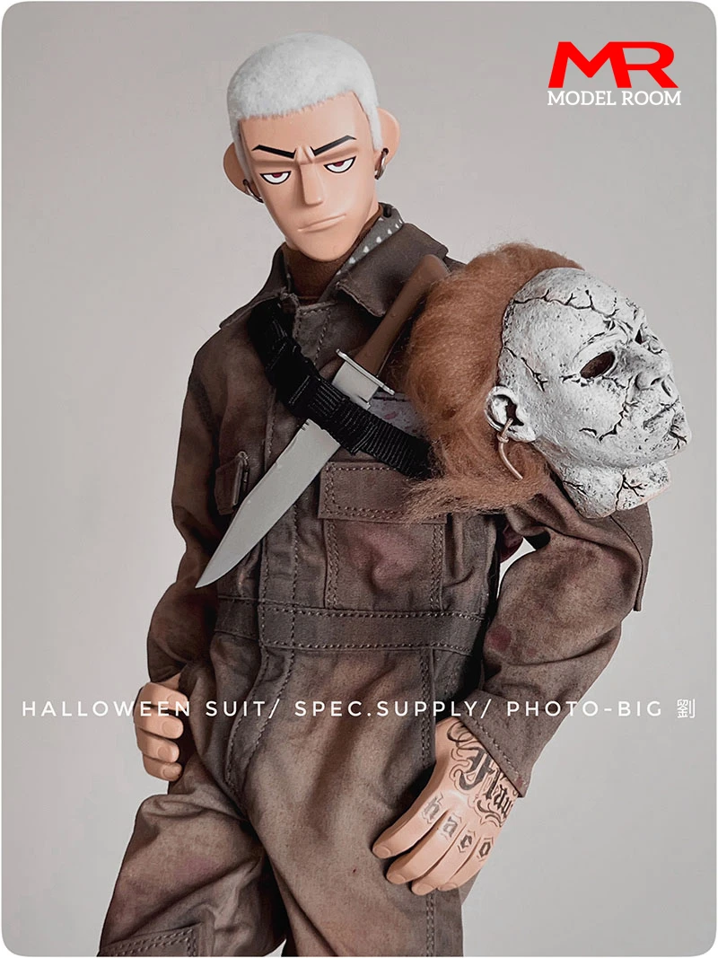 1/6 Scale Male Old Style Jumpsuit Halloween Mask Clothes Accessories Model Fit 12'' Soldier Action Figure Body Dolls