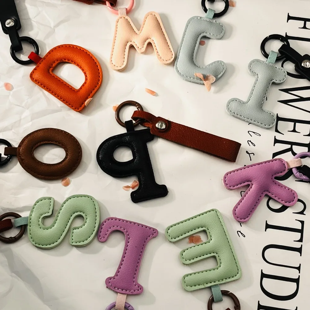 

Customizable Trendy Alphabet Letter Leather Cute Keychain Personalized Monogram Bag Charm Luggage Pendant Versatile Accessory