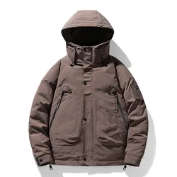 Jaqueta de pato branco dos homens quente com capuz grosso puffer jaqueta casaco masculino casual alta qualidade casaco térmico inverno parka