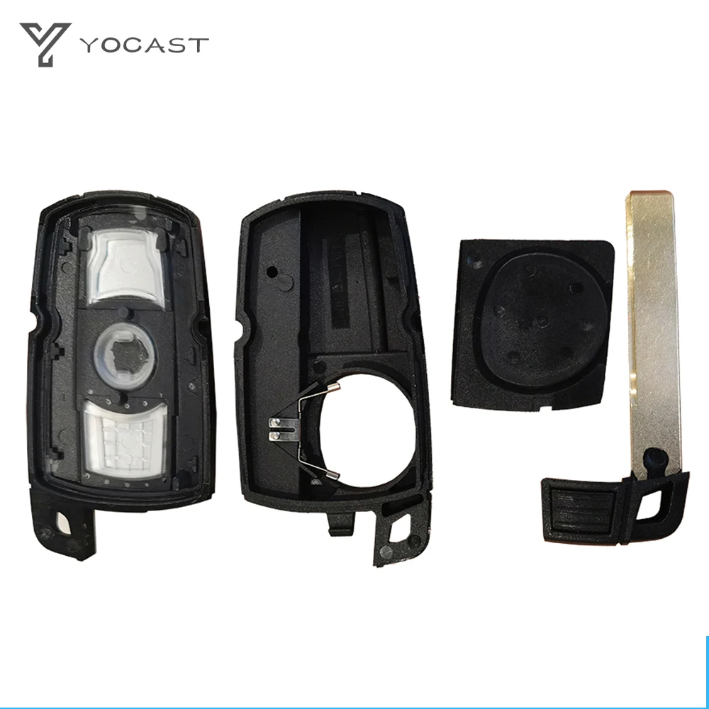 YOCASTY-carcasa para llave de coche Cas3 + KR55WK49147, funda para mando a distancia con logotipo para BMW 1, 3, 5, 6, Serie E90, E91, E92, E93, E60