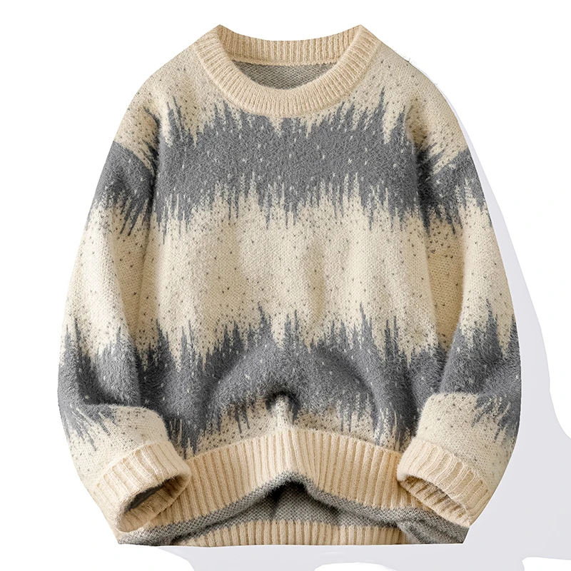 

Thick Soft Crew Neck Sweatshirt Knit Casual Men New Pullover Knitwear Jacket Tops Long Sleeve Coat Fashion Sweater Shirt Clothes