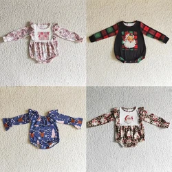 Wholesale Kids Children Newborn One Piece Toddler Romper Baby Girl Long Sleeves Infant Christmas Santa Gingerbread Jumpsuit