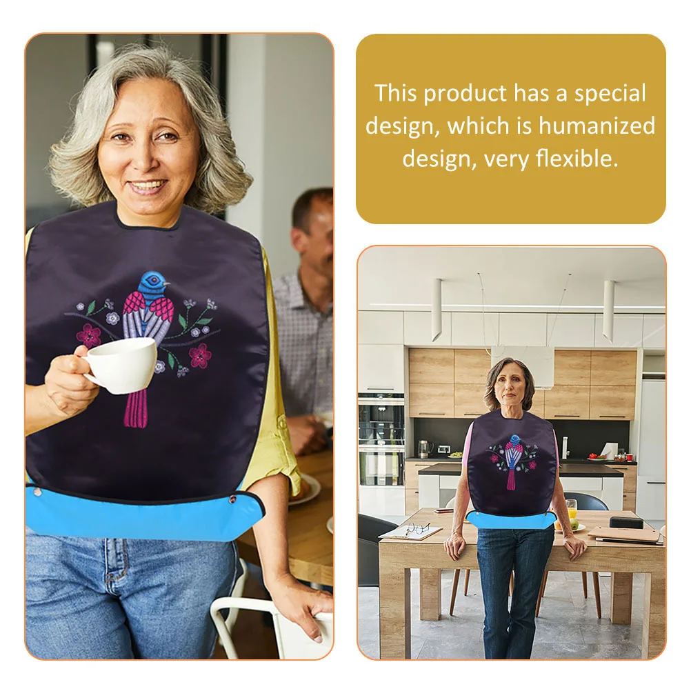 

3Pcs Washable Polyester Adult Bibs Household Clothing Protectors Durable Soft Foldable Snap Button Design Elderly Dinner Eating