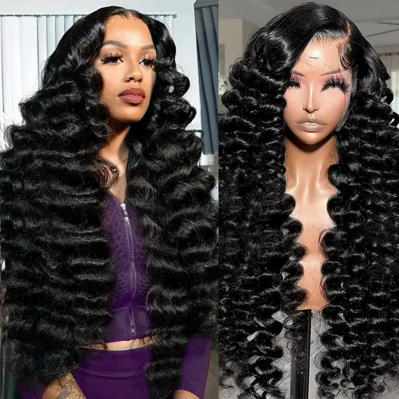 Loose Wave 13x6 Lace Front Human Hair Wig 40 42 Inches Brazilian Water Deep Wave 13x4 HD Lace Frontal Wig Curly Wigs For Women