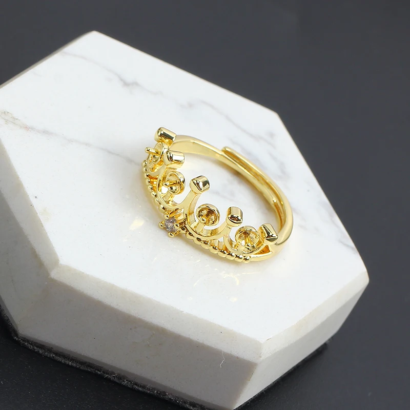 

5pcs Adjustable Gold Plated Pearl Ring Settings Findings & Accessories-for Jewelry Making Bulk Wholesale Craft Supplies 4-5mm