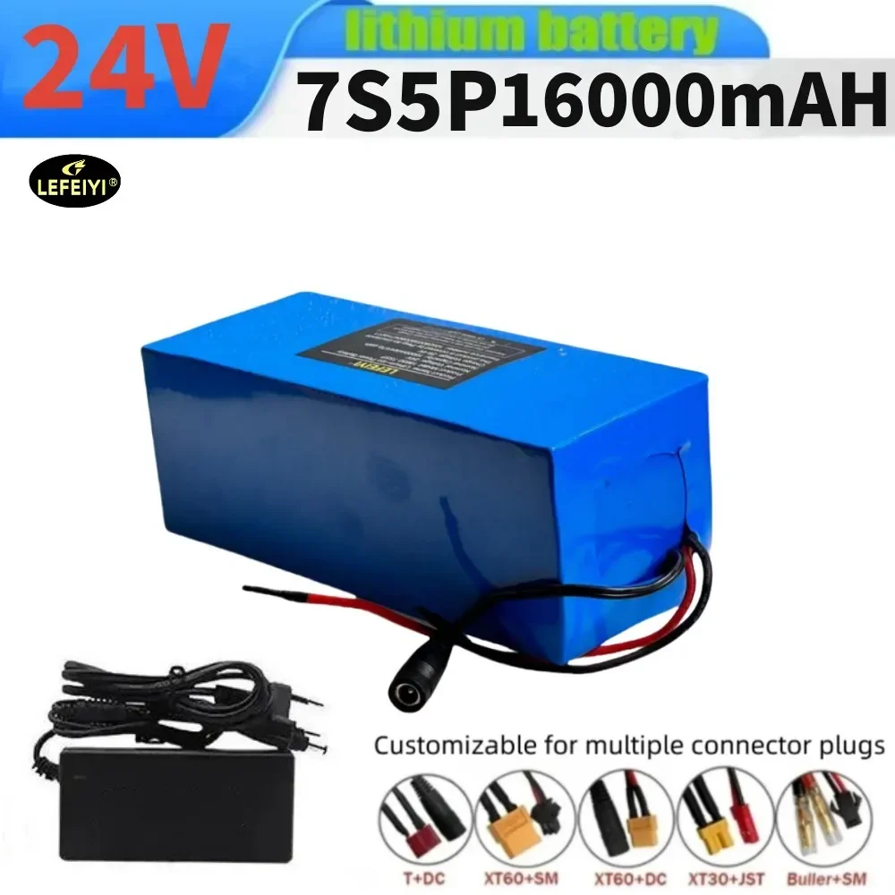 Batería de litio de 24V, 16Ah, 18650, 7s5p, 16000mah, 1000w, 29,4 V, para patinete eléctrico, con paquete de batería