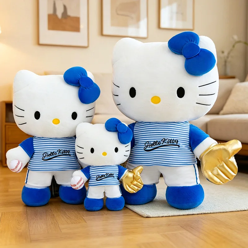 

40/60/80CM New Hello Kitty Plush Toy Sanrio Baseball Series Plushies Kawaii Stuffed Doll Sofa Soft Pillow Peluche Ornaments Gift