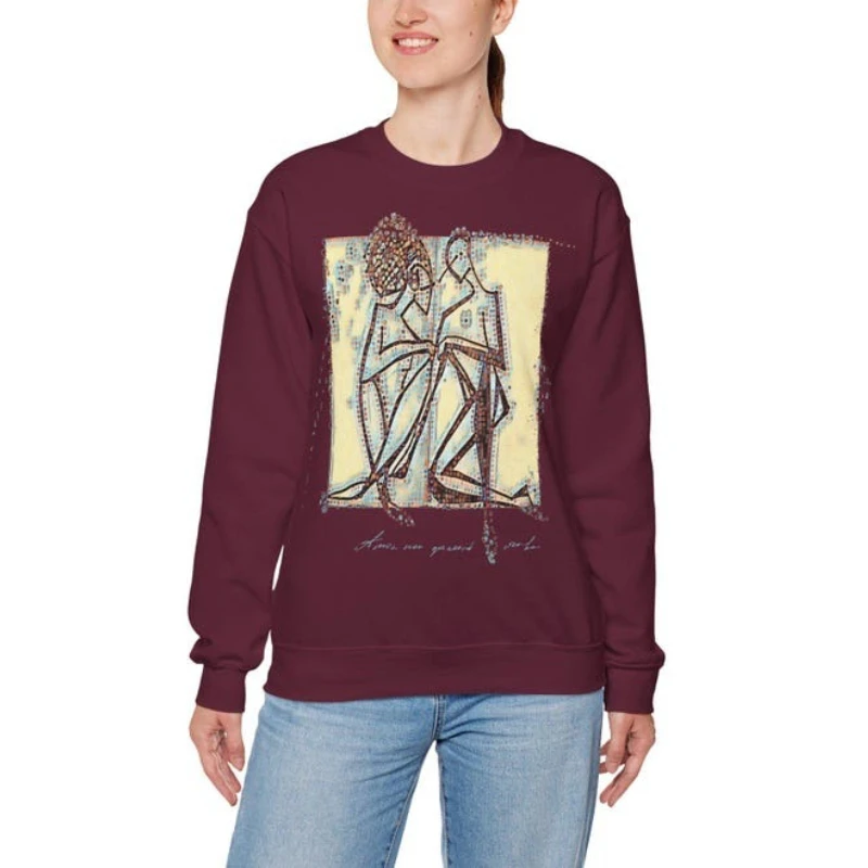 

Романтический свитшот унисекс с рисунком любви в ручную и латинской надписью, подарок на День святого Валентина или для пары, коллекция «О любви»