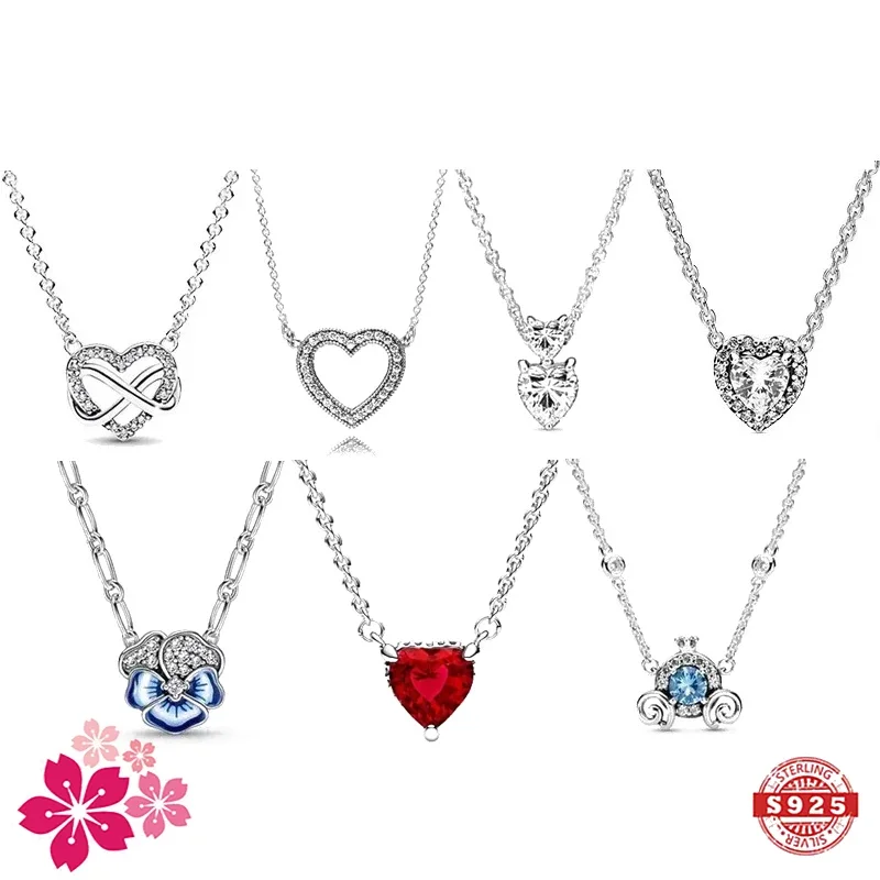 

Hot selling high-quality 925 sterling silver sparkling heart-shaped zircon pendant necklace Women's birthday exquisite gift