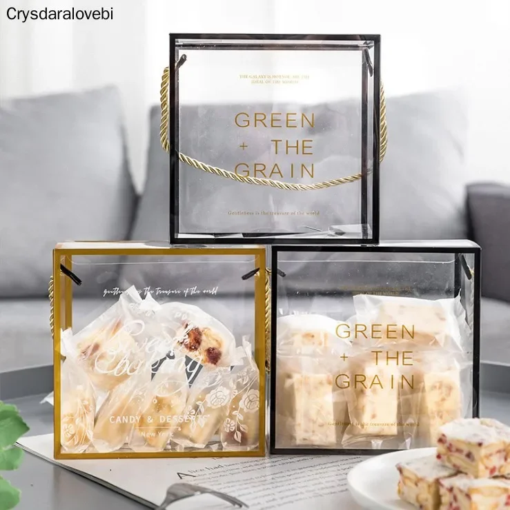 

10pcs Transparent Portable Box Wedding Birthday Party Baby Shower Baking Cookies Cake Boxes And Packaging Decoration