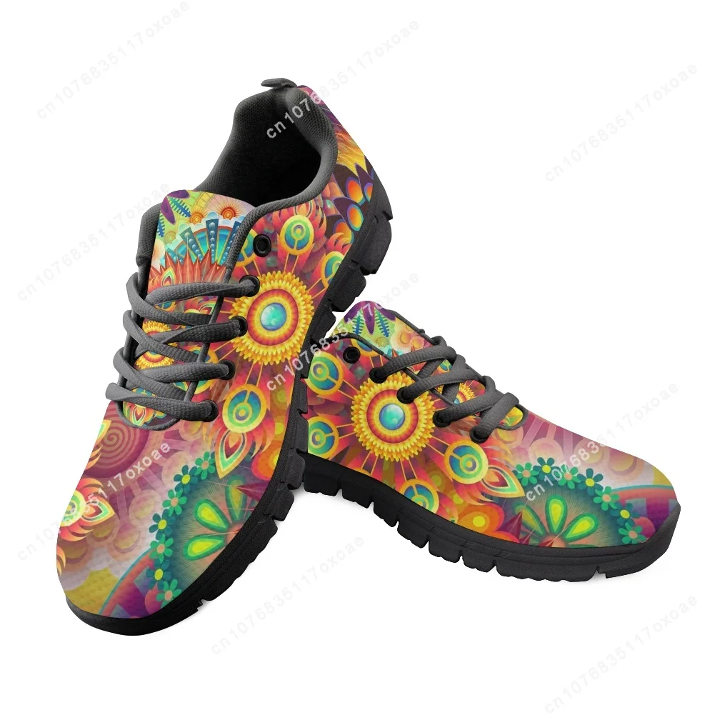Luxury Brand Bohemia Mandala Flower Print Casual Sneakers for Women Comfortable Air Flat Shoes Femme Lace up Zapatos