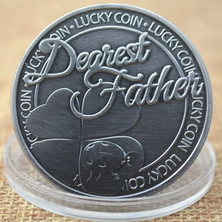 Dearest Father Copper Plated Souvenir Coin Best Dad in The World Lucky Coins Creative Gift