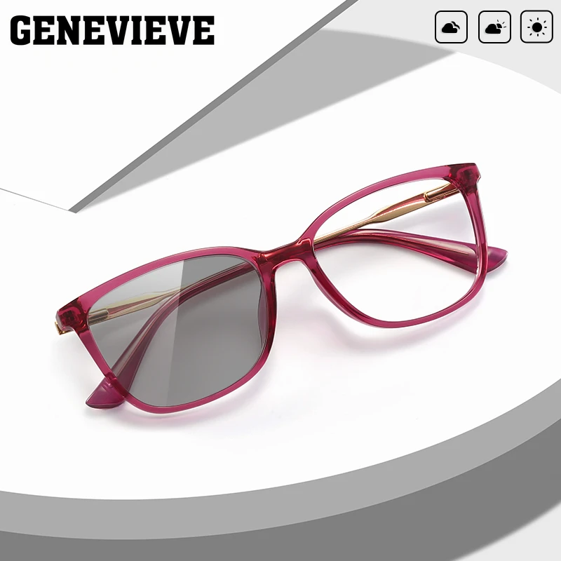 GENEVIEVE Simple New Design Classic Frame Women's Eyewear Customizable Prescription Anti-Blue Light Glasses Photochromic 2057