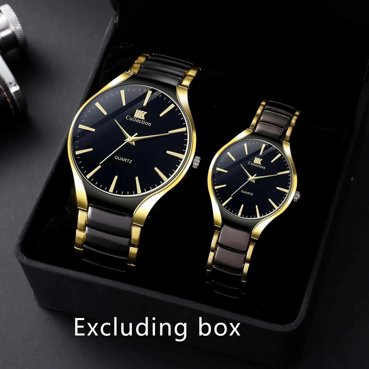 2Pcs/set Black Gold Business Leisure Couples Watch Set Gift Choice