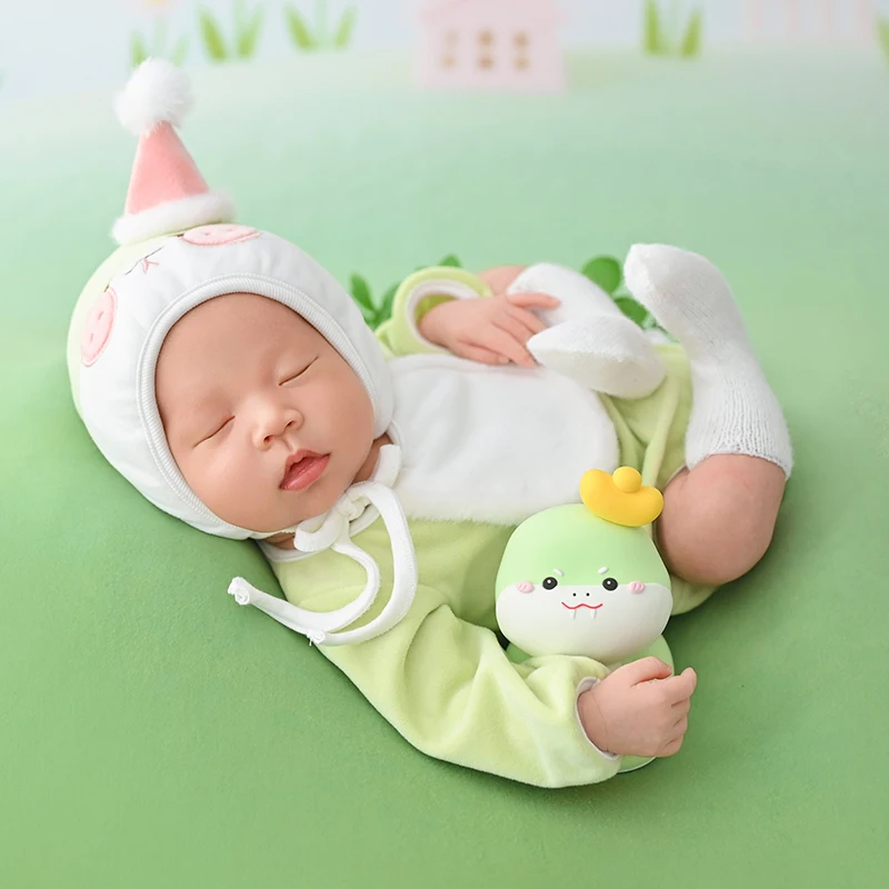 Animal Snake Theme Photography Clothes Knitted Cartoon Jumpsuit Hat Socks 3 Pcs/Set Baby Posing Prop Studio Photo Accessory