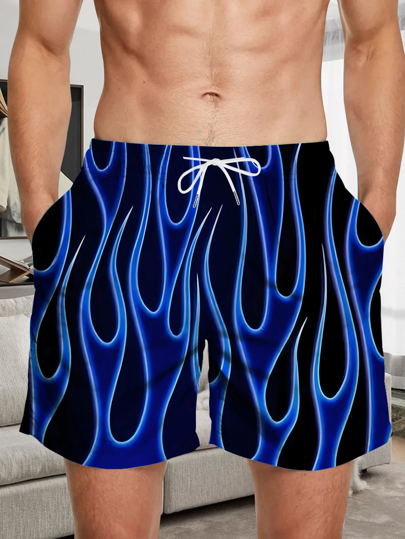 

Plus Size Men Digital Printed Shorts Full Print Quick Dry Polyester Beach Trunks