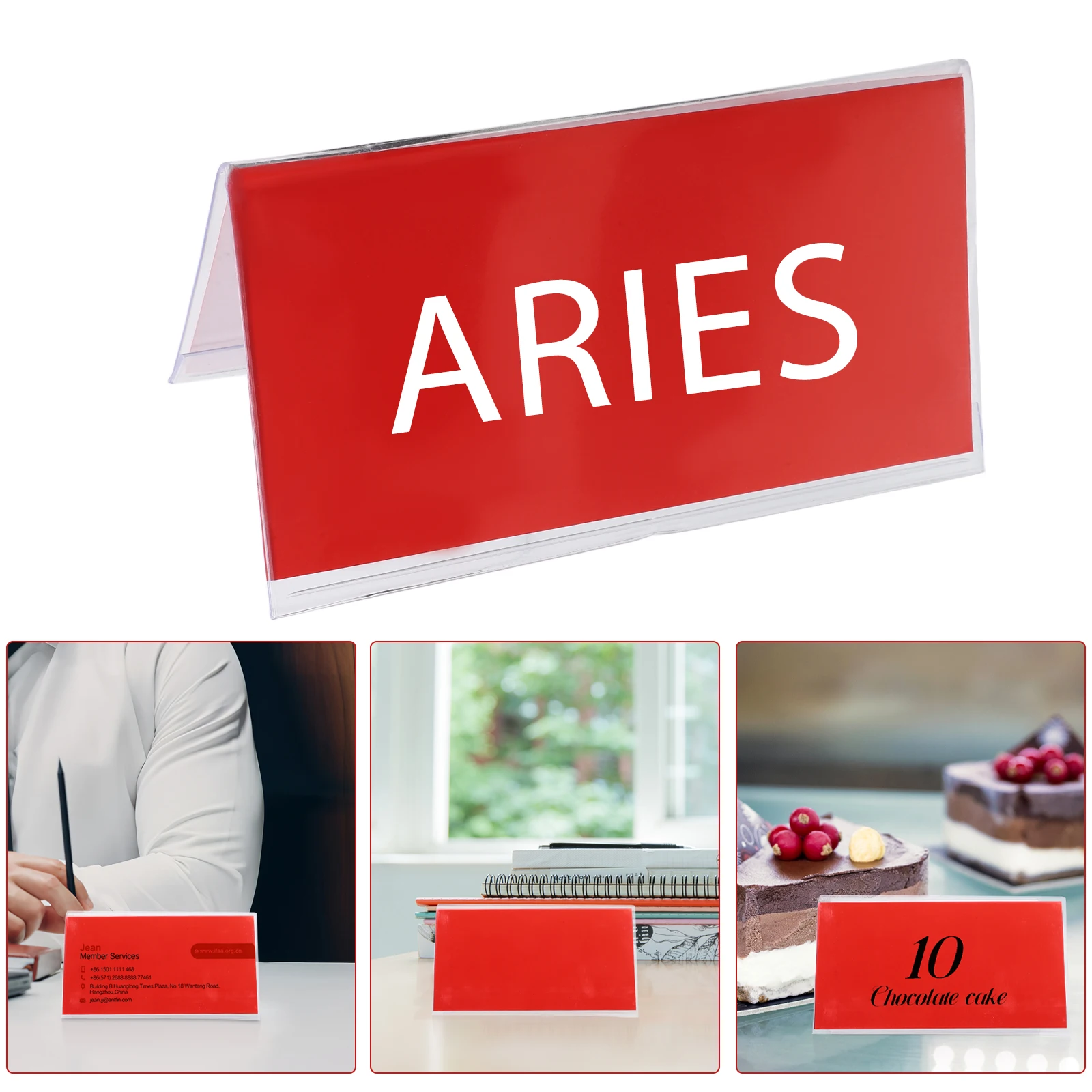 

10pcs Transparent Double Sided Name Display 15x8cm Student Sign Holders Desk Plaques Plastic School Meeting Card