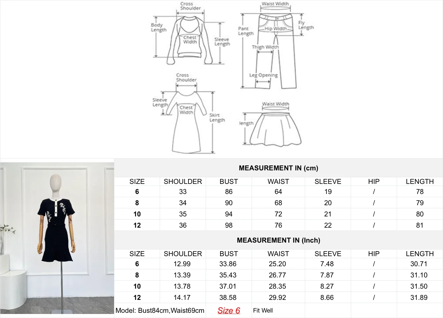 2025 Mini vestido preto de alta qualidade com manga curta e bordado de flores para mulheres