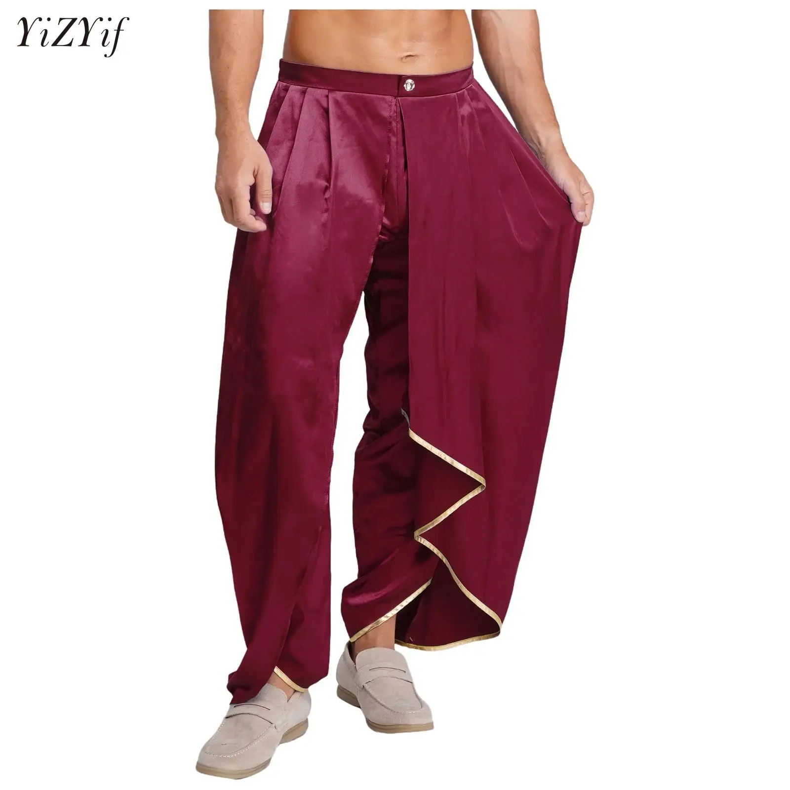 

Womens Men Festive Baggy Bloomers Arabian Prince Arab Princess Cosplay Costume Roleplay Halloween Carnival Party Dhoti Trousers