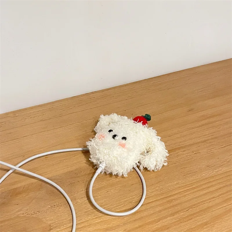 ぬいぐるみAirPods4,1,2,3 pro,pro2用の充電ボックス,保護イヤホン用の白いケース