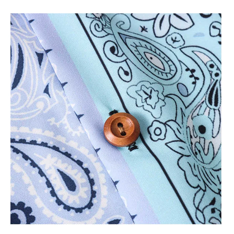 Beach Vacation Travel Sanya Style Short Sleeved Shirt Men's Retro Hawaiian Cashew Flower Printed Shirts