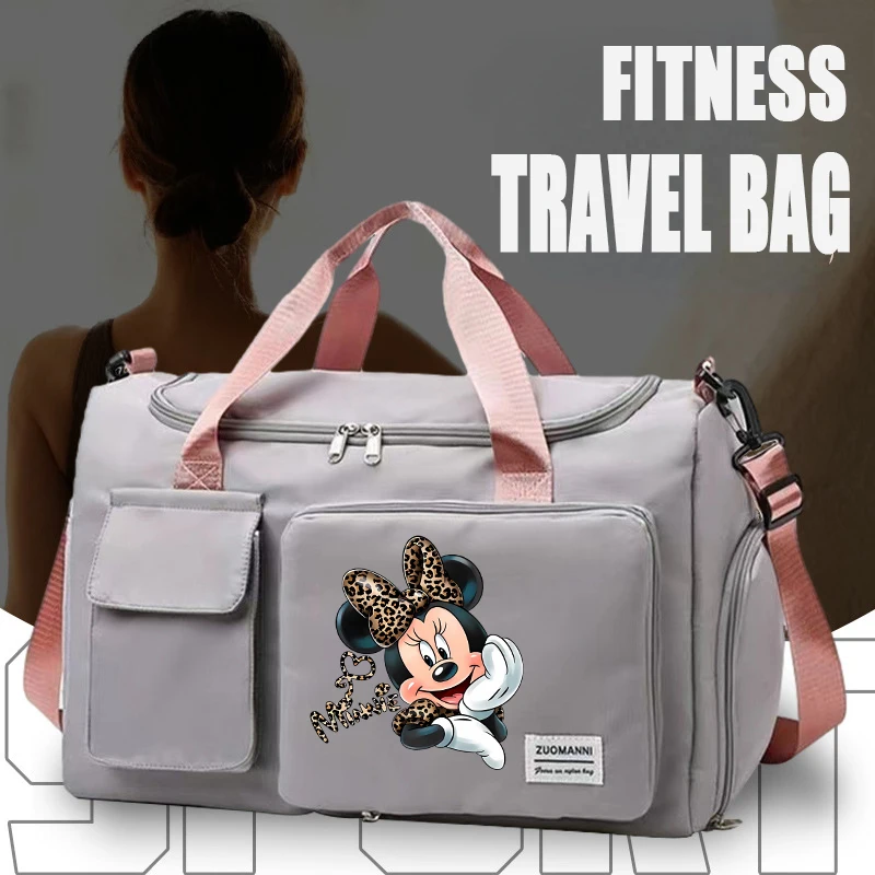 Mickey Minnie Mouse Women Travel Bag Kawaii Cartoon Men Waterproof Gym Sport Bag Fitness Handbag for Men Storage Bag Shoulderbag