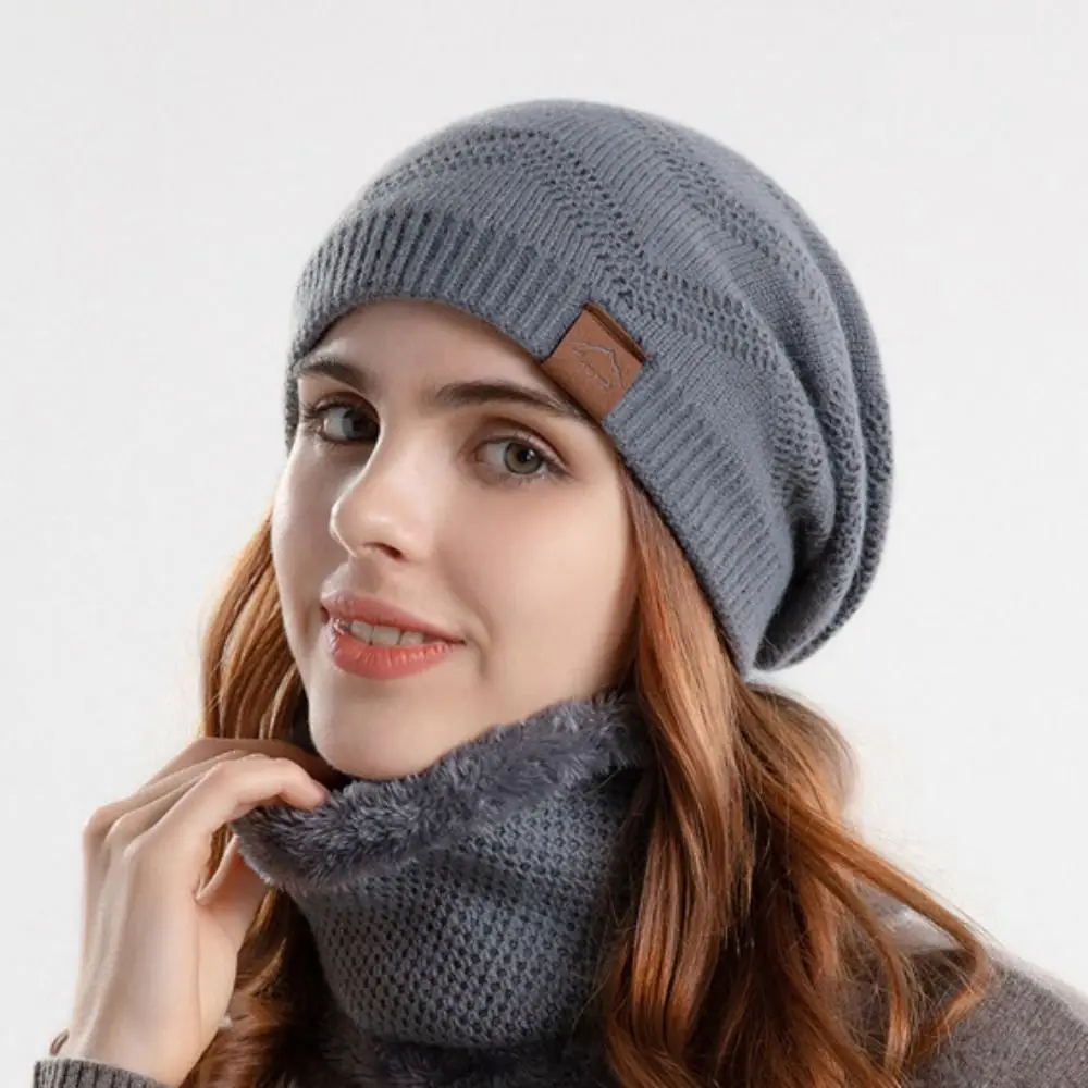 

soft Winter Beanie Hat Scarf Set Thicken Stylish Design Thermal Knit Cap Fleece Lined Thermal Protection Warm Wool Hat Women/men