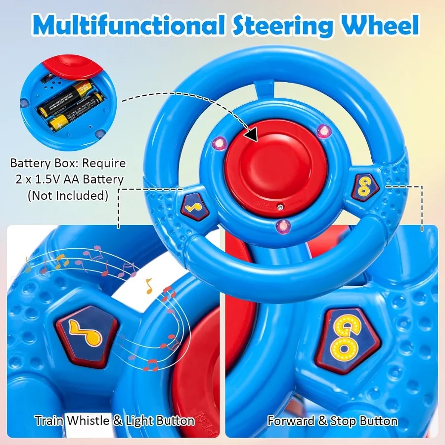 線路付き電車に乗ろう！6Vバッテリー駆動の電動乗用玩具、16個の線路、点滅ライトと音楽、収納シート付きプレイ