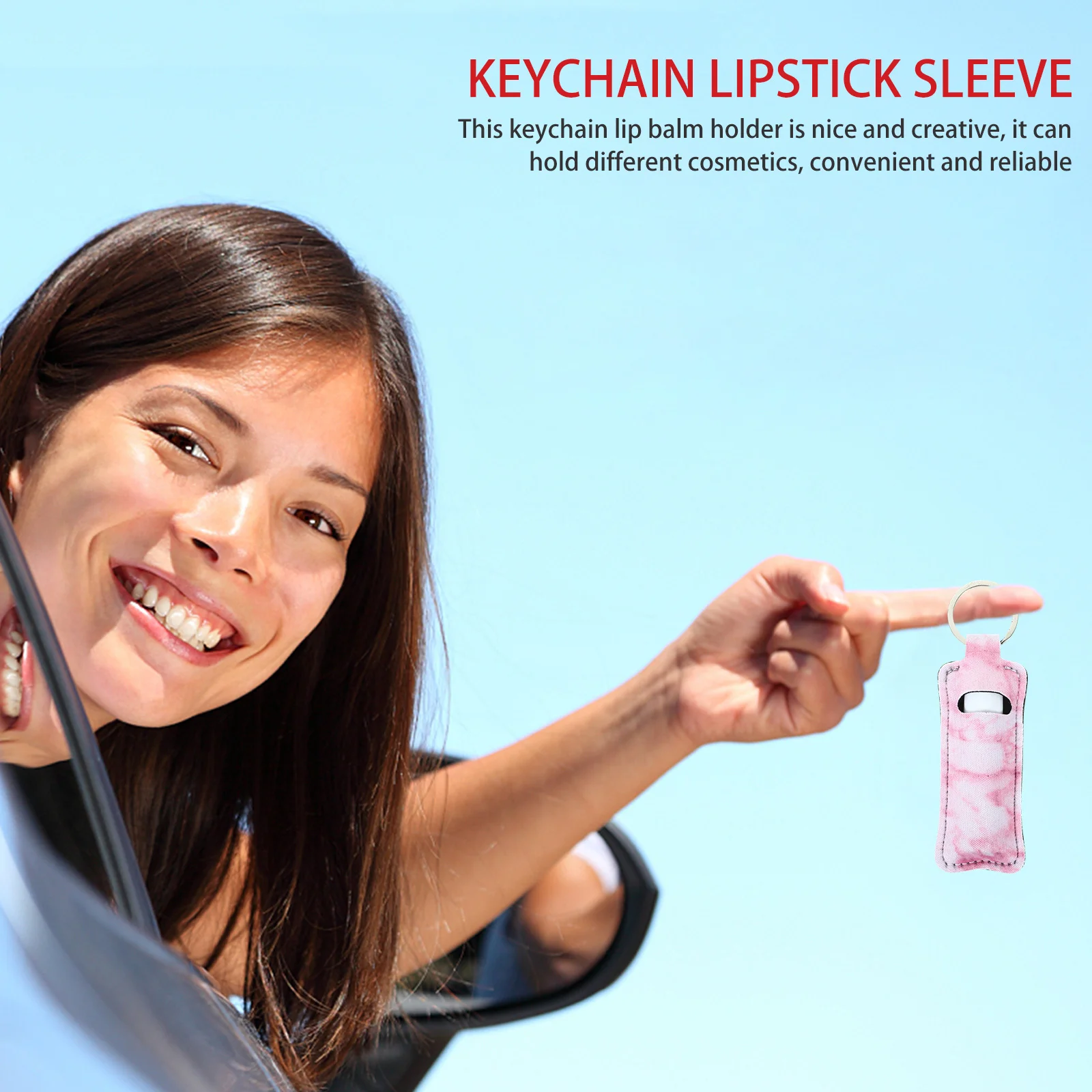 4 قطع من سلسلة المفاتيح وحامل بلسم الشفاه المحمول وأكمام أحمر الشفاه ومنظم المكياج المدمج للسفر وحامل أحمر الشفاه وسلسلة المفاتيح