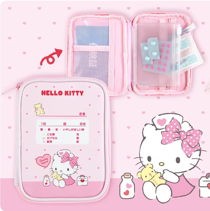 

Japanese Series Cinnamoroll Kuromi Storage Bag Sanrio Kawaii Hello Kitty Cute Medical Kit Medicine Storage Kit Girls Makeup Bag