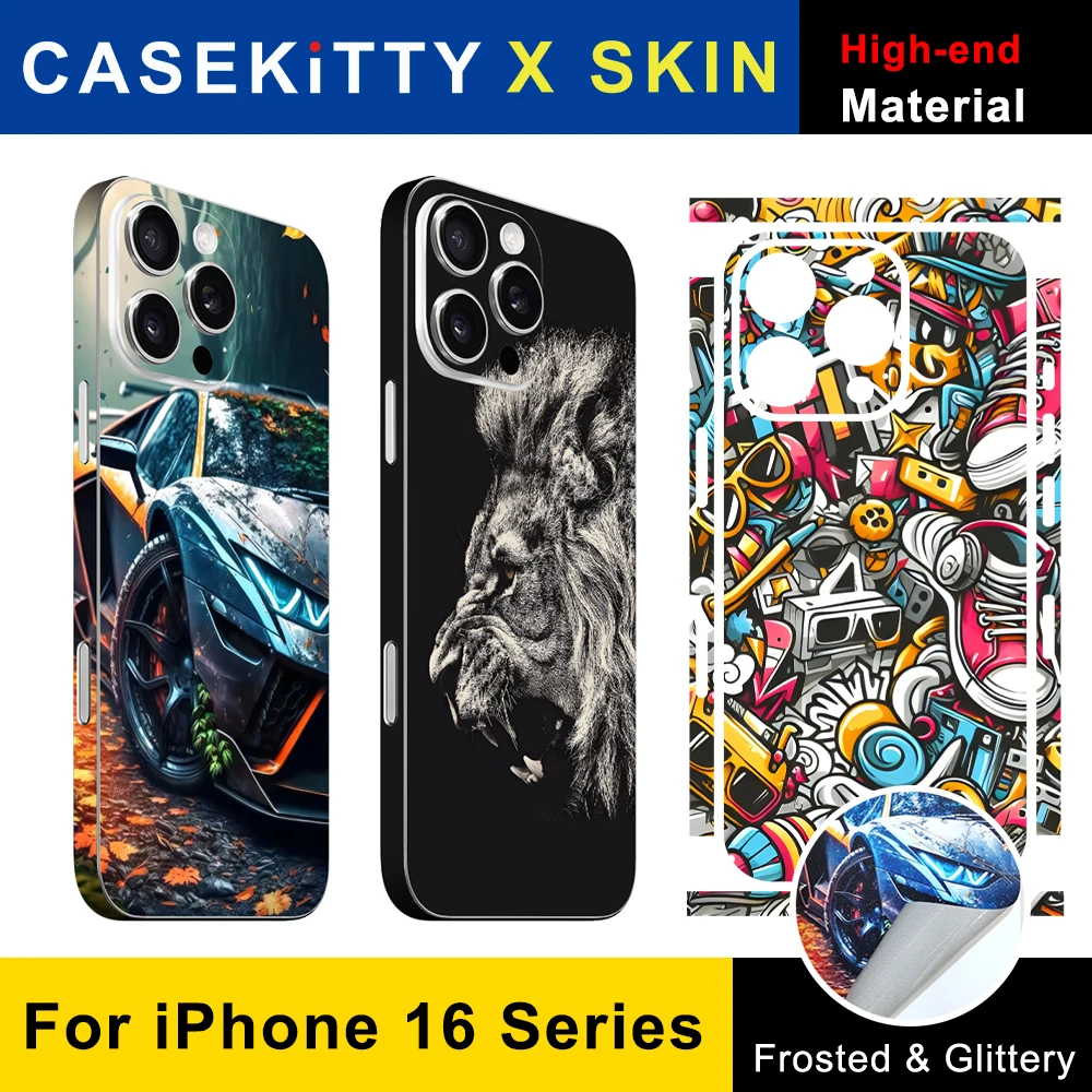 CASEKiTTY Skin For iPhone 16 Pro Max Back Film 16 Pro Plus Sticker Protective Decal Wrap Full Cover Side Frame Screen Protector