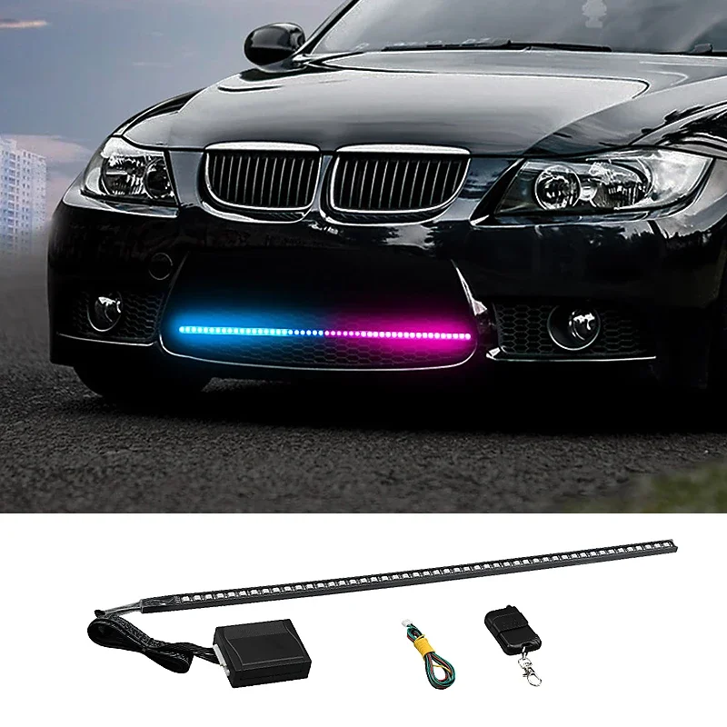 22 Inch 48 LED 147 Modes 7 Color RGB Car Strobe Scanner Light Strip Colorful Remote Super Bright Knight Rider Warning Flash Lamp