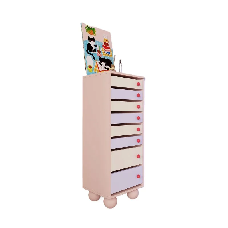

Cream wind storage cabinet girl style contrasting color multi chest