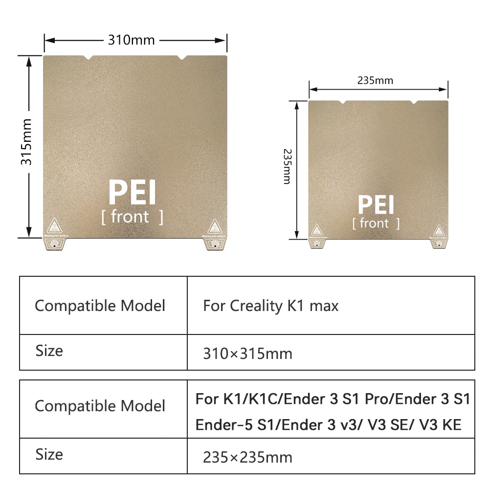 Per Ender 3 V3 KE Piastra di Costruzione Texture Pei Molla Acciaio 235x235 310x315mm PEO Copriletto Per Creality K1C/K1/ K1Max Ender3 V3 SE/S1Pro